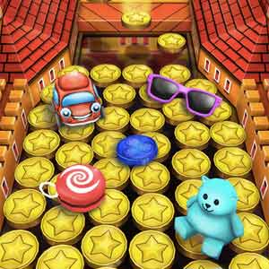 coin dozer plushy toys atop dozen gold coins