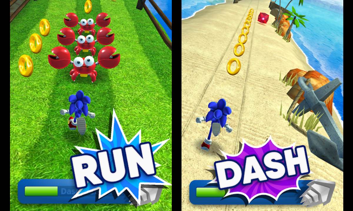 sonic dash run rings knuckles